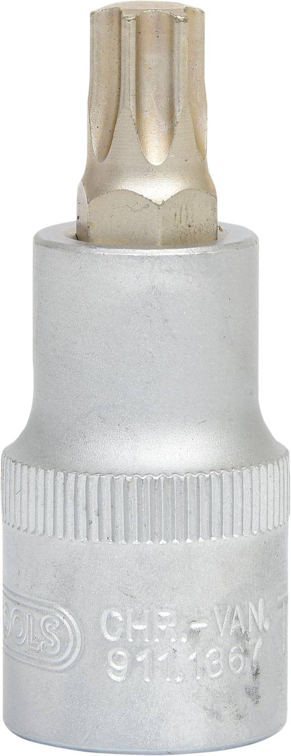 Ein silbernes Werkzeug mit einem sternförmigen Kopf, der für spezielle Schrauben verwendet wird.