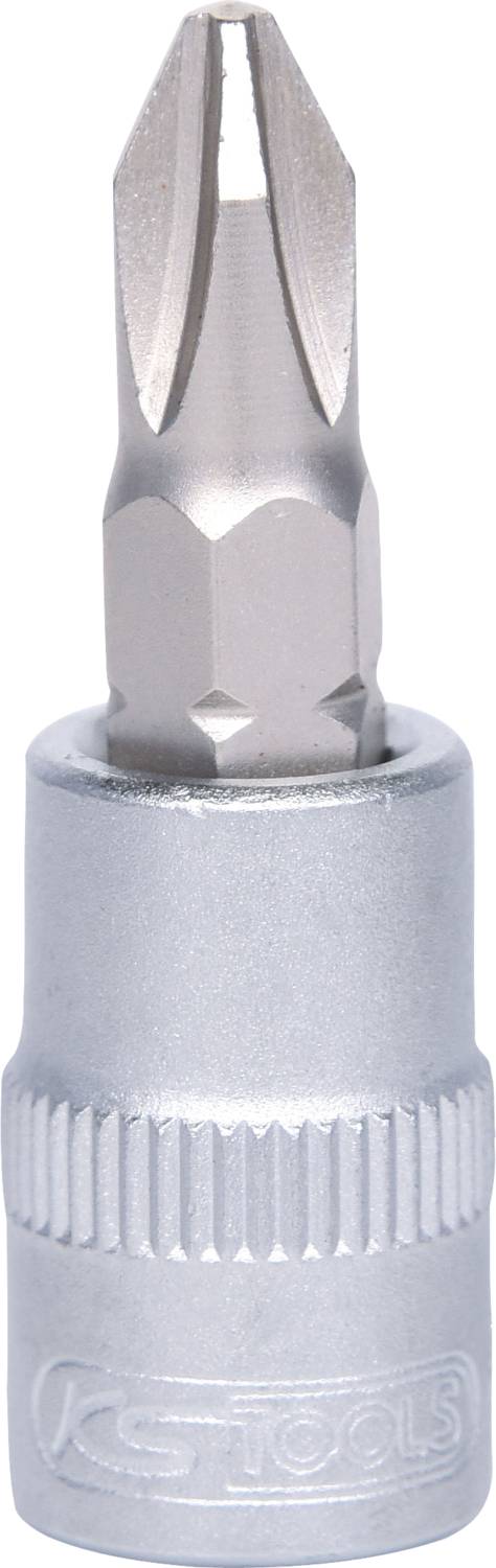 Kreuzschlitz-Bit-Aufsatz aus Metall, zylindrische Form, passend für Schraubendreher oder Bohrmaschinen.