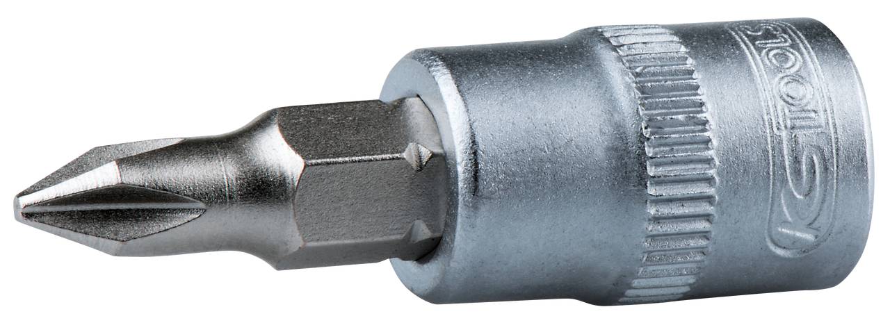 Kreuzschlitz-Bit mit Sechskant-Schaft aus Metall, geeignet für Schraubendreher oder Bohrmaschinen, zeigt robustes Design.