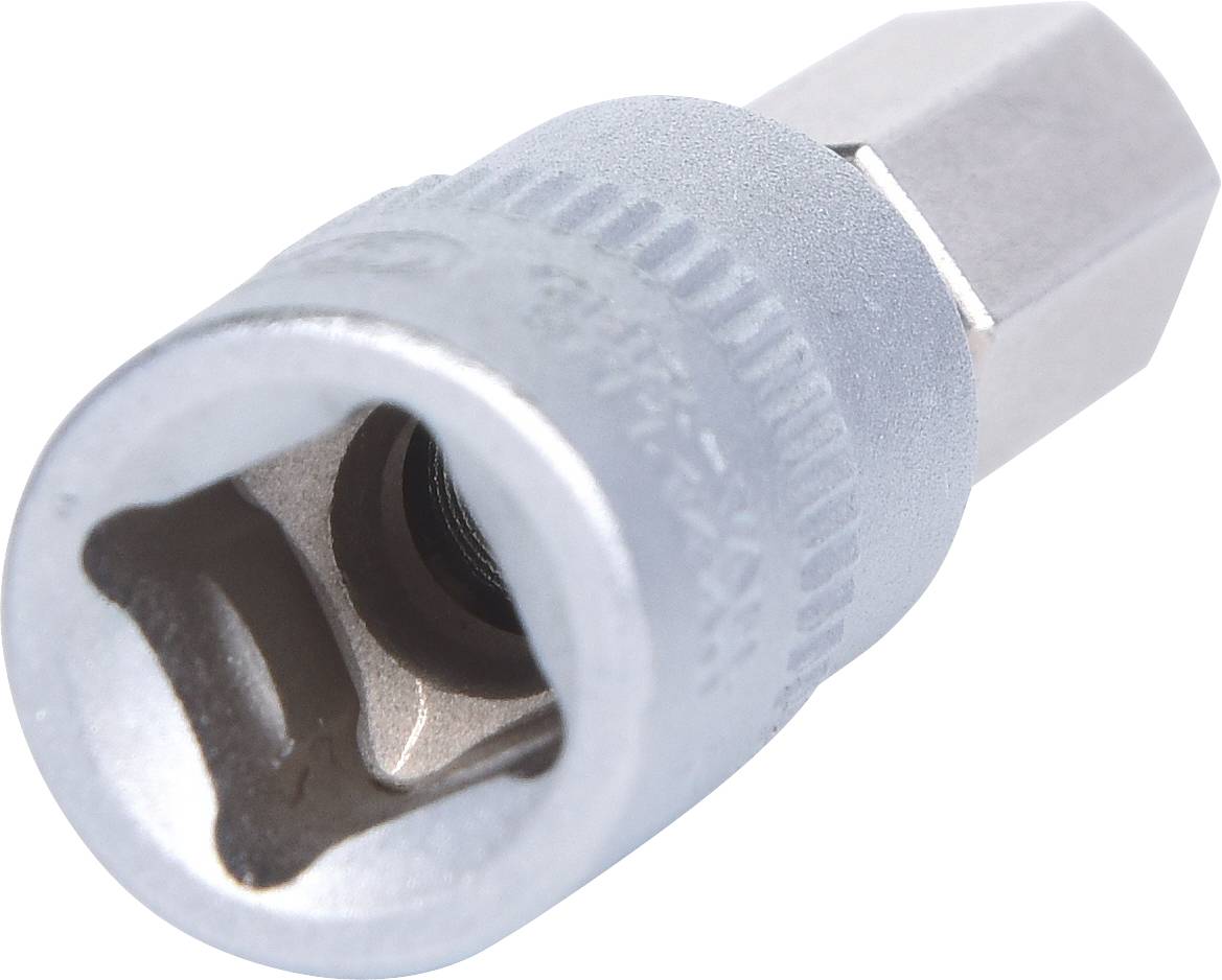 Stecknuss mit sechseckiger Öffnung zum Festziehen oder Lösen von Schrauben, aus Metall gefertigt.