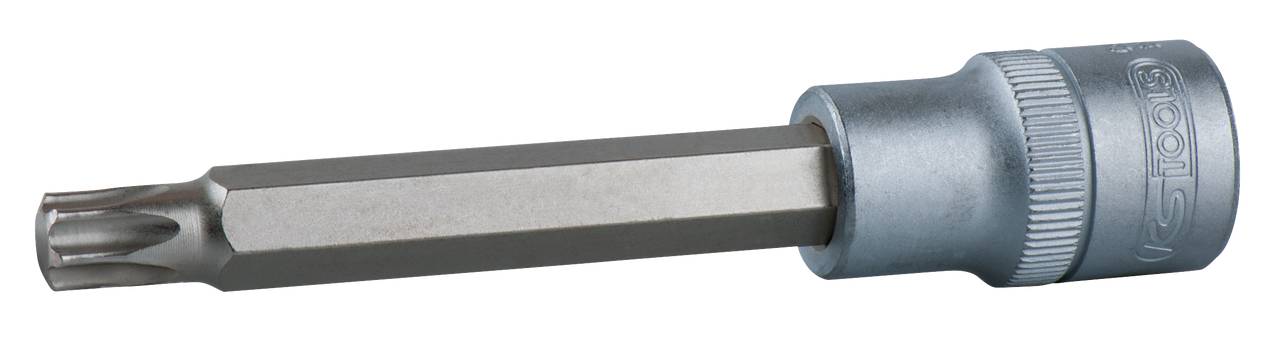 Torx-Bit mit Sechskantaufnahme aus Metall, geeignet für Schraubarbeiten, lang und robust für verschiedene Anwendungen.