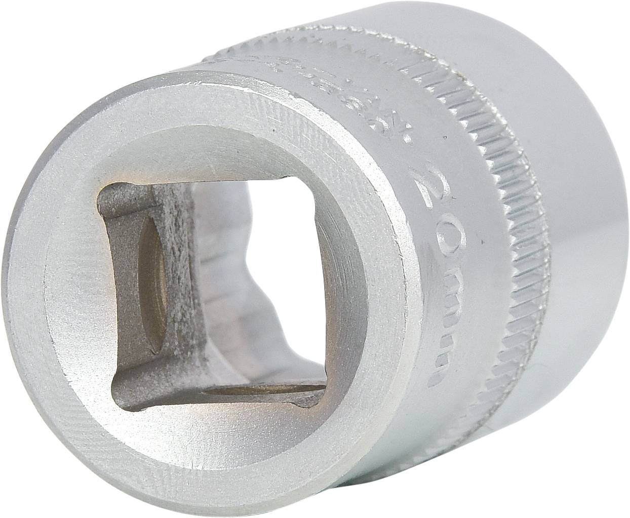 Schraubnuss, metallisches Werkzeug, quadratisches Innenprofil, für Anziehen oder Lösen von Muttern und Schrauben.