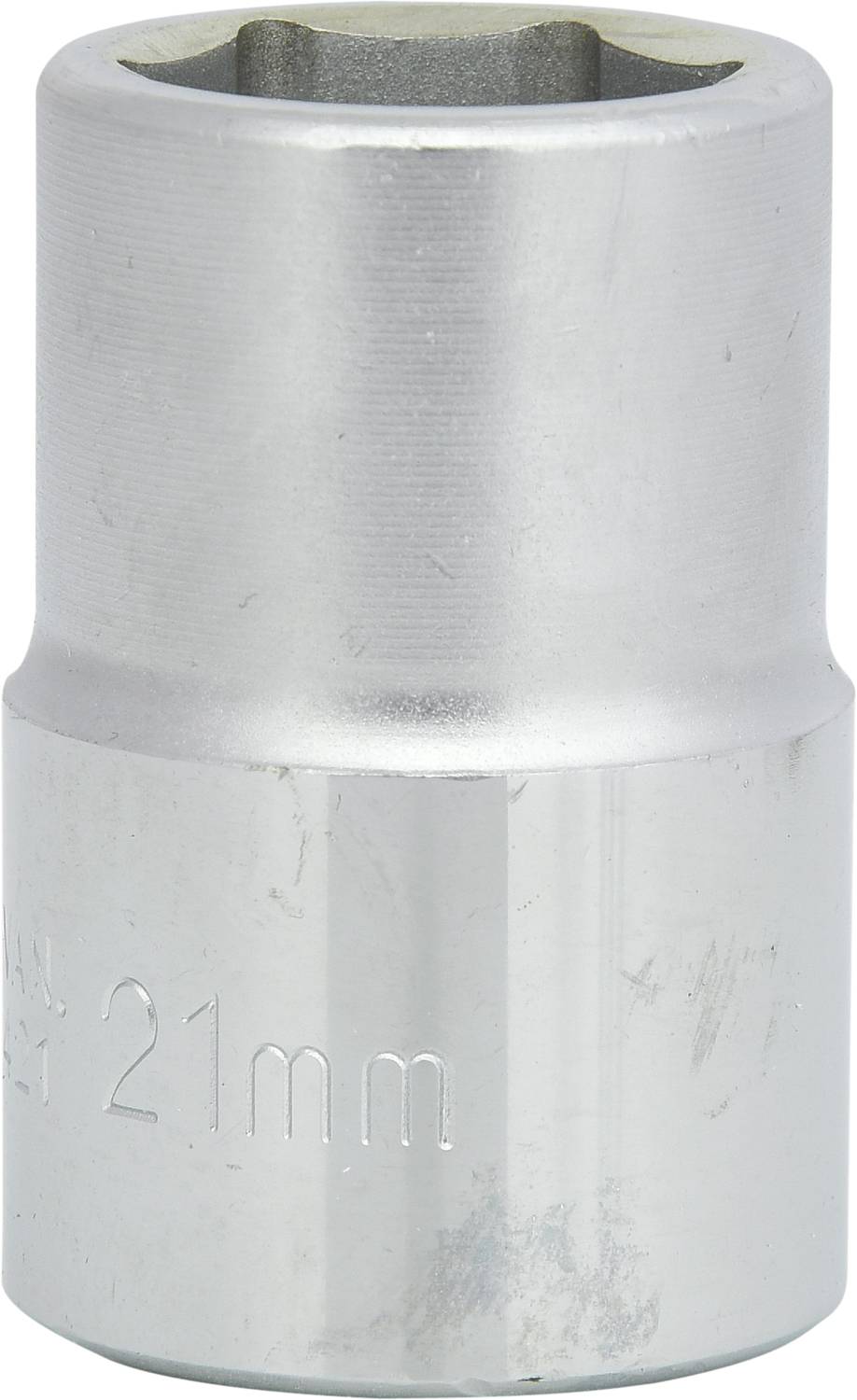 Metallschraubenschlüssel, 21 mm, zylindrische Form, glänzende Oberfläche. Geeignet für den professionellen Einsatz in der Mechanik.