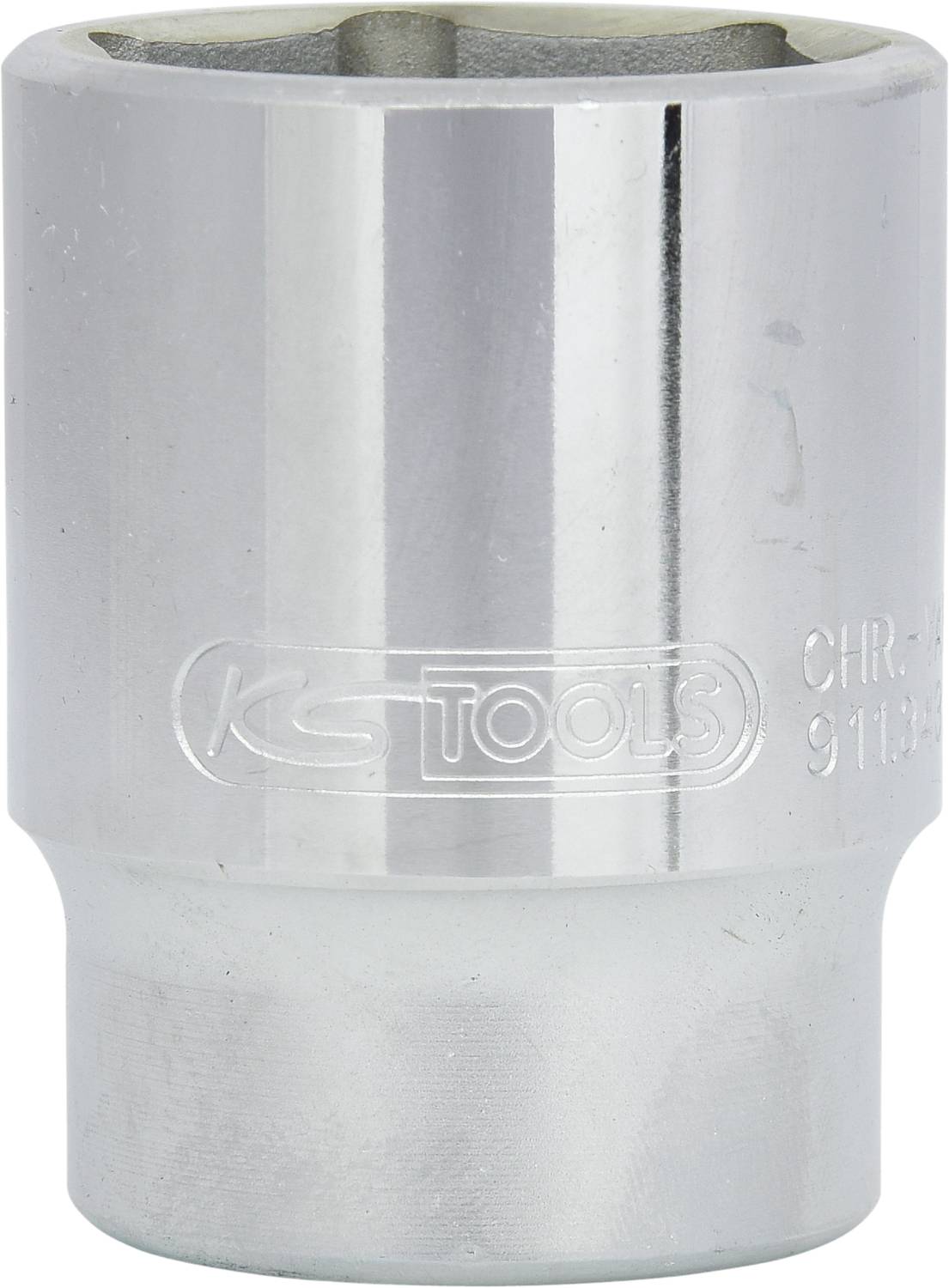 Sechskant-Steckschlüssel aus Chrom-Vanadium-Stahl von KS Tools, glänzend, robust, für präzises Arbeiten mit Ratschen und schlüsselartigen Werkzeugen geeignet.