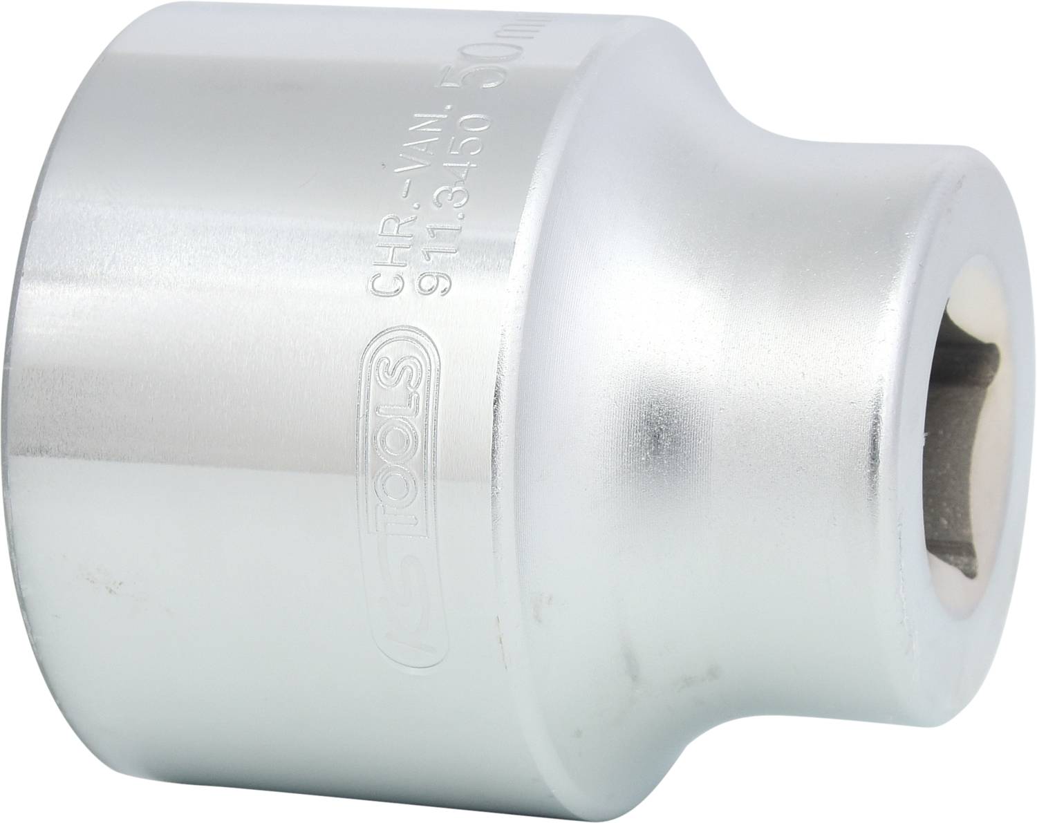 Ein silberner Steckschlüsselaufsatz mit der Gravur 'CHR-VNM 911.8360 80mm'.