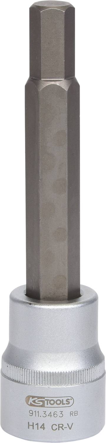 Sechskant-Bit mit langem Schaft von KS Tools, Modell H14 CR-V, Metall. Geeignet für Handwerk oder Mechanik.