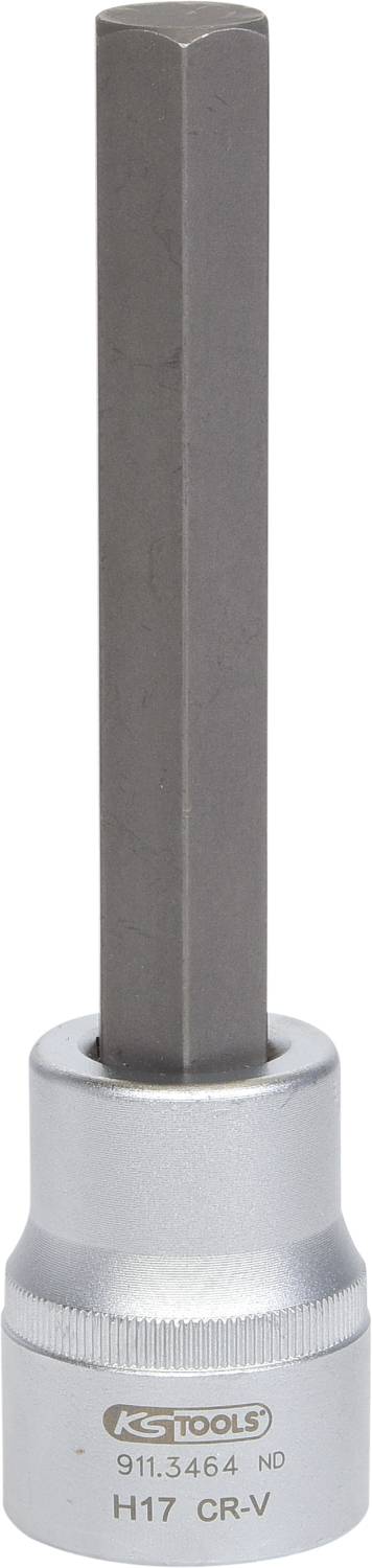 Ein Steckschlüsseleinsatz mit Innensechskant, Beschriftung 'H17 CR-V', geeignet für mechanische Anwendungen.