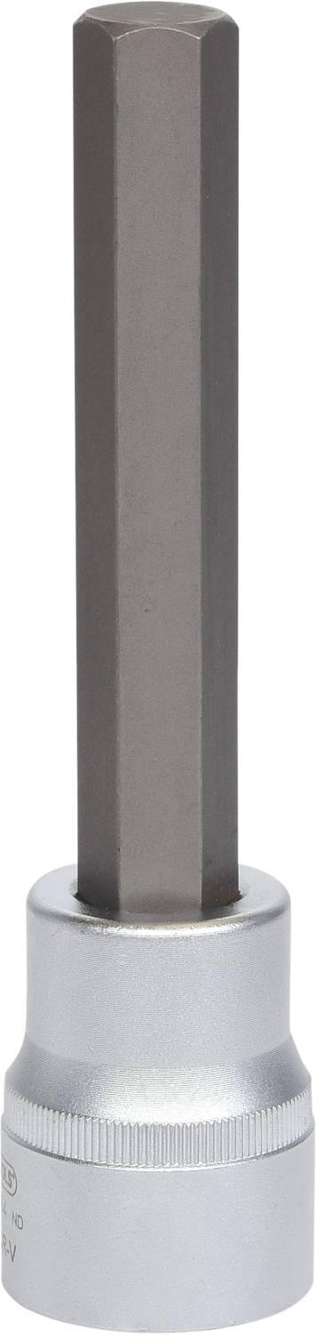 Langer sechskantiger Steckschlüsselaufsatz mit silbernem Ende, geeignet für schwere Reparaturen oder mechanische Arbeiten.