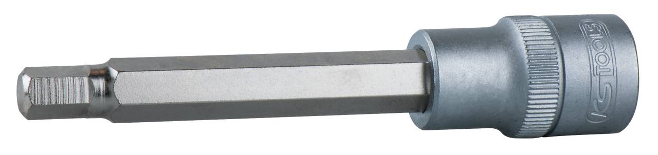 Sechskant-Bit für Steckschlüssel, metallisch, zylindrisch mit geriffeltem Griff, zur Verwendung mit einem Schraubendreher oder Werkzeugset.