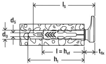 Diagramm eines Wandankers mit Maßangaben: „ds