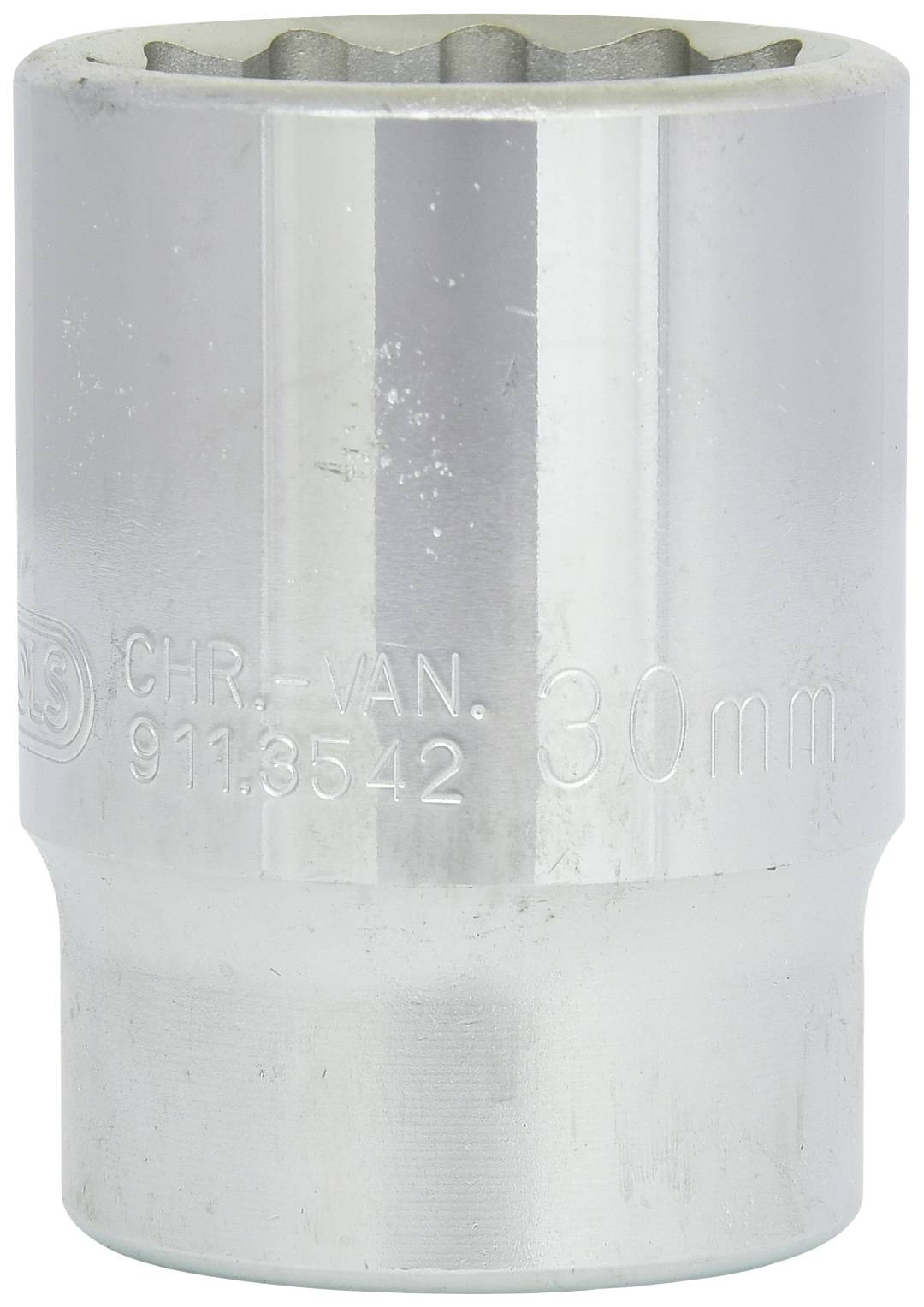 Eine silberne Steckschlüsselaufnahme mit der Aufschrift '30 mm', hergestellt von CHR. VAN. Modellnummer 911.3542.