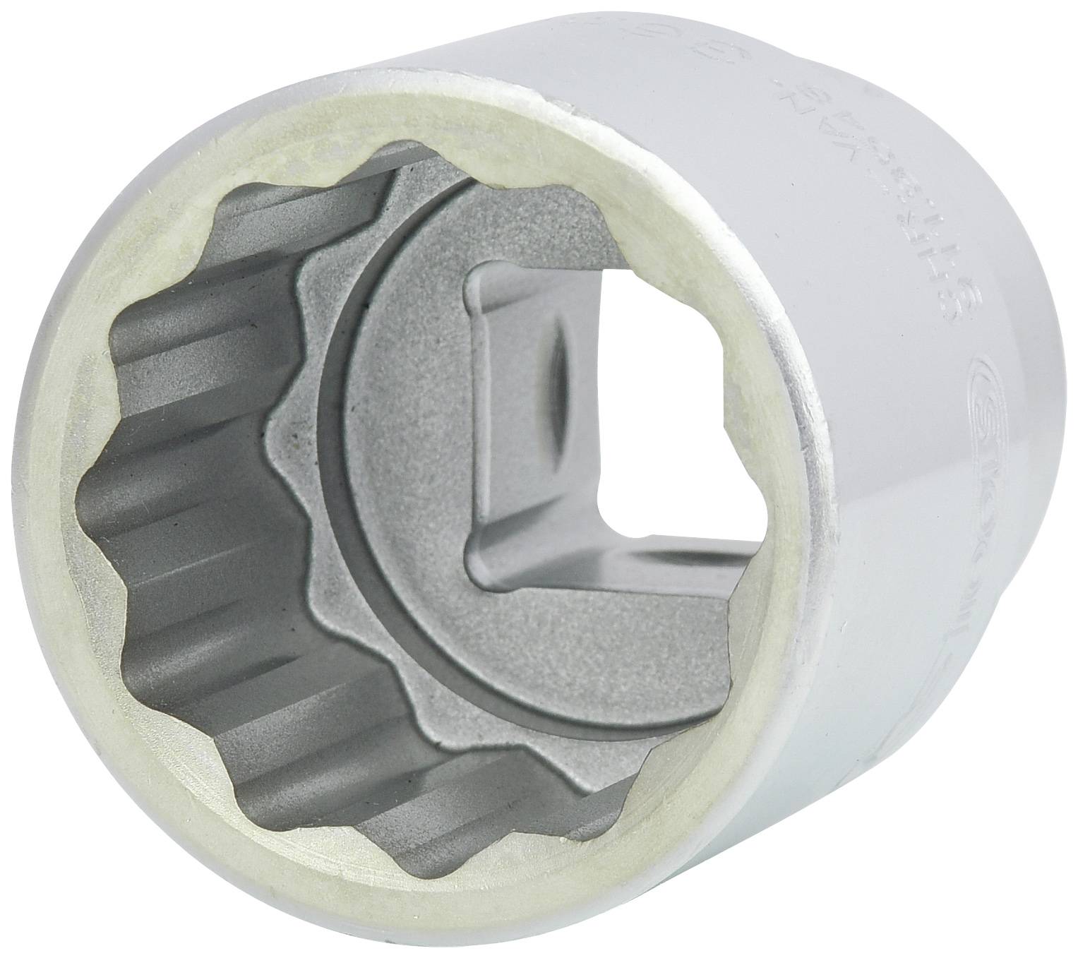 Metallschraubenschlüsselaufsatz mit zwölf Zähnen, silberfarben, für mechanische Anwendungen.