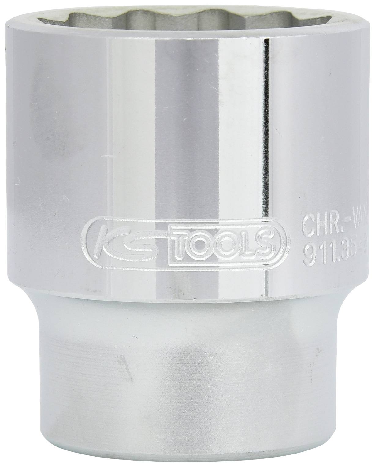 Steckschlüsselaufsatz aus Metall, mit Logo und Prägung.