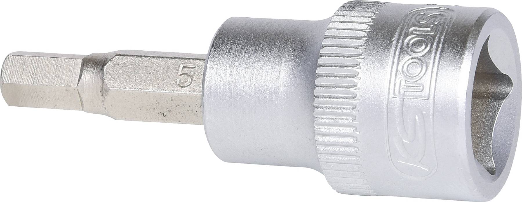 Schraubendrehereinsatz aus Metall mit Innensechsrundprofil, Größe 5. Verwendung für präzises Schrauben in Mechanik- und Wartungsarbeiten.