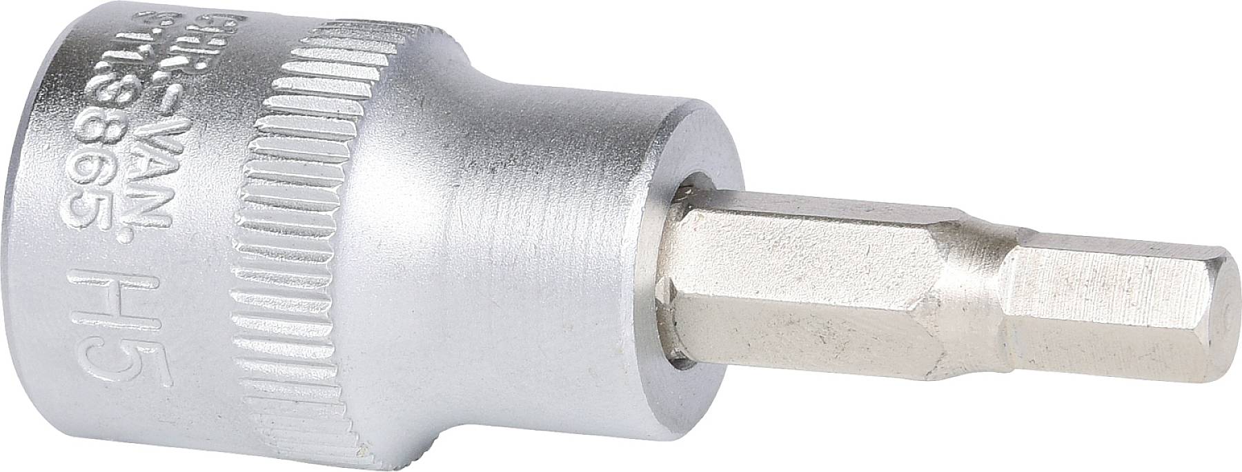 Sechskant-Bitaufsatz aus Metall mit der Aufschrift 'H5' auf der Seite, geeignet für Schraubendreher oder Bohrmaschinen.
