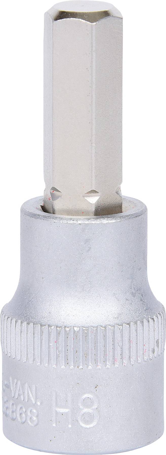 Sechskant-Bit für Steckschlüssel, Größe H8, silberne Metalloberfläche.