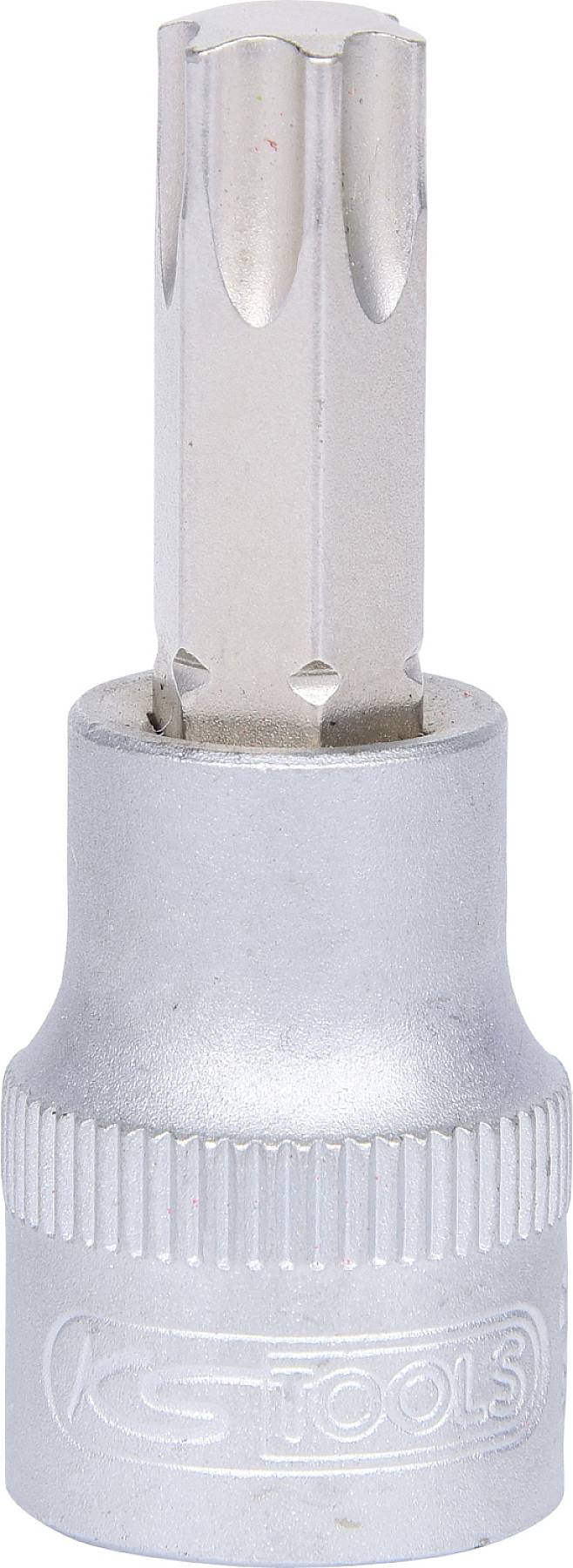 Metallischer Steckschlüsseleinsatz mit spezieller Zahnung an der Spitze, verwendet für spezielle Schraubverbindungen in der Mechanik.