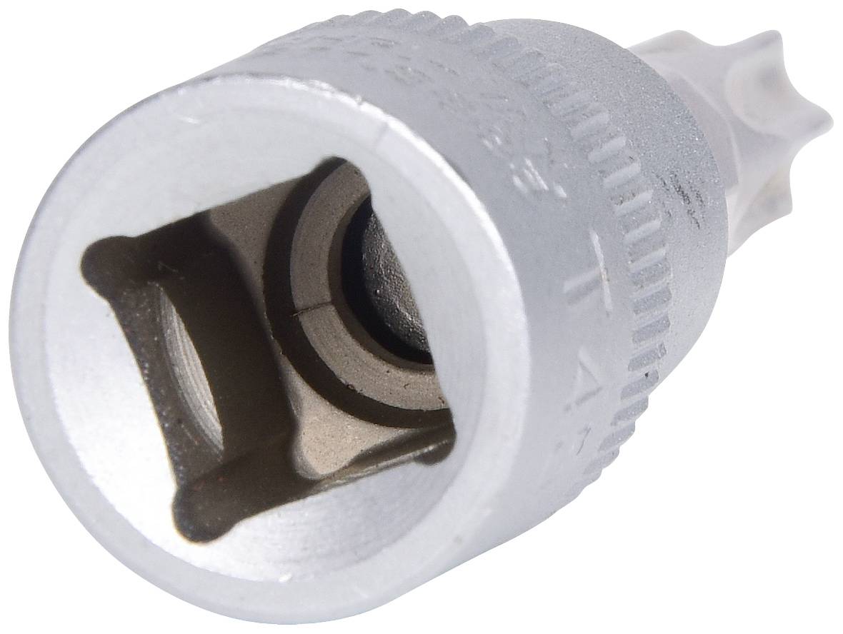 Torx-Schraubaufsatz, silbern, Größe T45, von vorne gezeigt, zur Befestigung und Entspannung von Schrauben mit Torx-Profil.