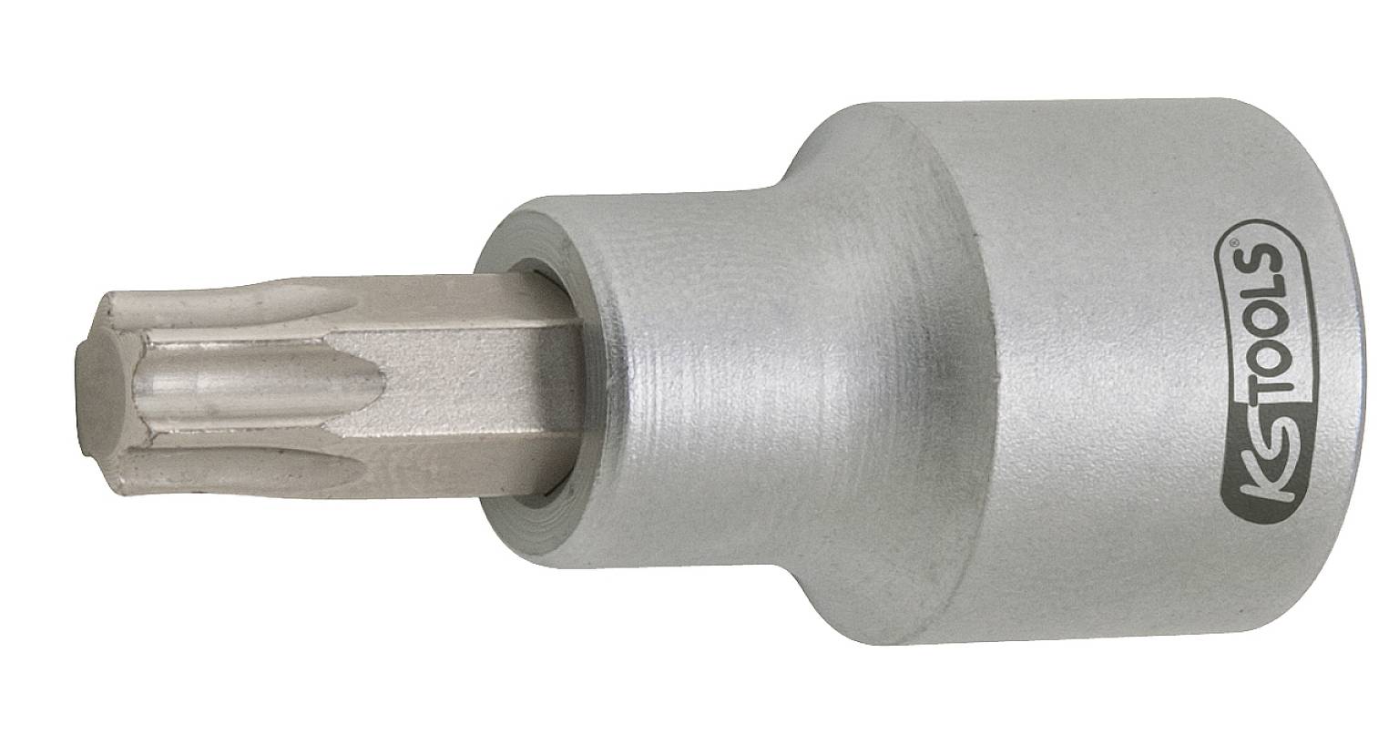 Steckschlüssel mit Torx-Aufsatz und 'KS Tools'-Logo auf der Seite, verwendet für Schraubarbeiten mit speziellem Profil.