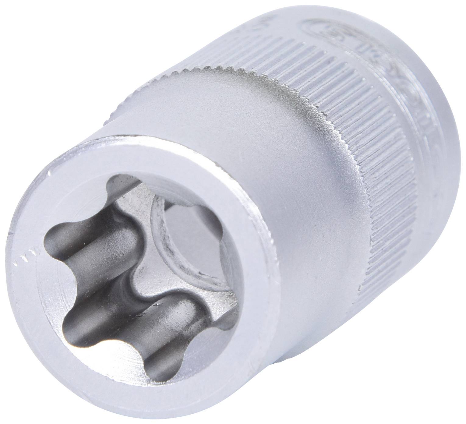 Sechskant-Steckschlüssel mit geriffeltem Griff, geeignet zum Lösen oder Festziehen von Muttern und Schrauben, aus Metall.