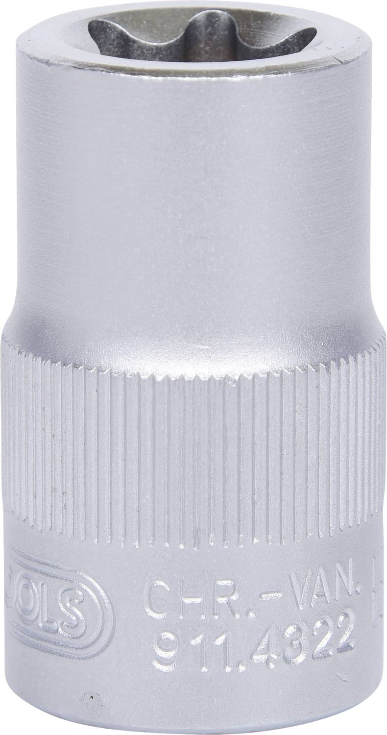 Silberne Stecknuss mit geriffelter Oberfläche, vermutlich ein Werkzeugaufsatz. Graviert mit '911.4622' und 'C-R-VAN'.