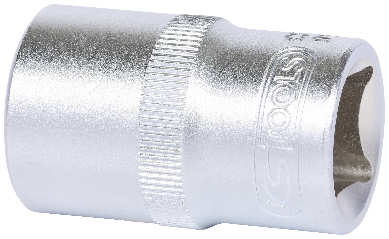 Steckschlüsselaufsatz aus Metall mit eingravierter Skala und geriffeltem Griff, geeignet für verschiedene Schraubarbeiten.