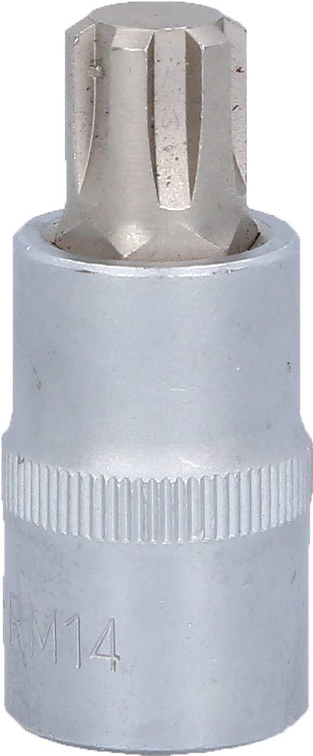 Metallsteckaufsatz, sechszackig, für Schraubarbeiten, grau, mit Rillen für besseren Halt.