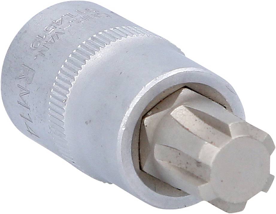 Bitsockel mit Torx-Profil, silberner Farbton, geeignet für präzises Arbeiten in handwerklichen Anwendungen.