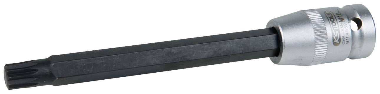 Ein langes, schwarzes Werkzeug mit einem Metallgriff, das wie ein Bit aussieht, möglicherweise für eine Ratsche oder ein ähnliches Werkzeug.