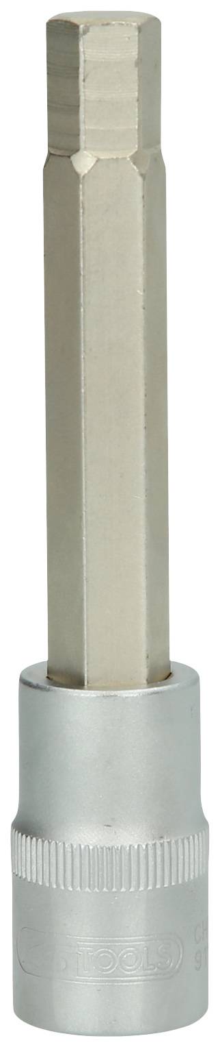 Ein silberner Steckschlüssel mit einem langen, sechskantigen Kopf. Geeignet für mechanische Reparaturen und Arbeiten an Fahrzeugen.