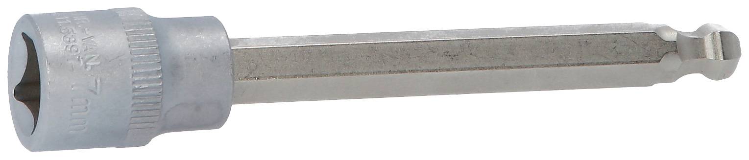 Ein sechskantiger Schraubenschlüsselaufsatz mit verlängertem Schaft, kompatibel mit elektrischen Schraubendrehern.<br><br>