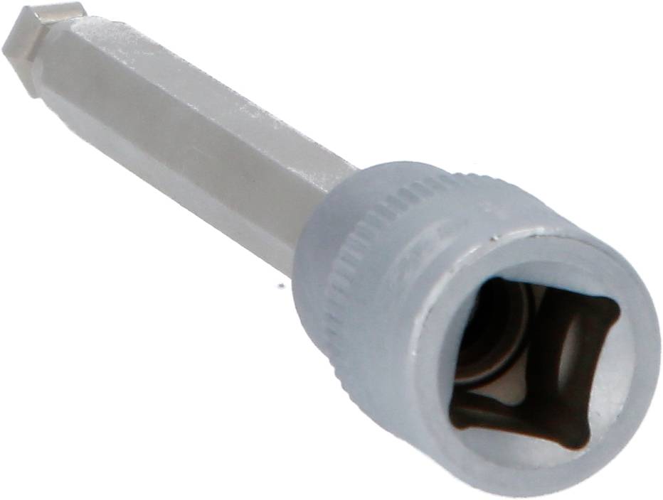 Fünfkant-Schlüsselaufsatz aus Metall, mit einer geriffelten Kante für bessere Griffigkeit, zum Anziehen oder Lösen von fünfkantigen Schrauben.