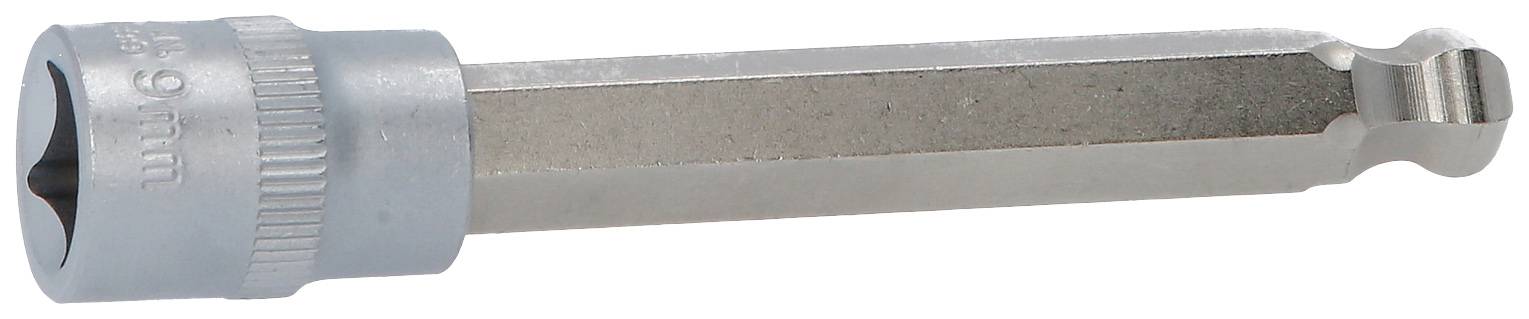 Sechskant-Schraubendrehereinsatz mit 16,5 mm Durchmesser, silberfarbig, mit einem Bit-Haltekopf und geriffeltem Griff für festen Halt.