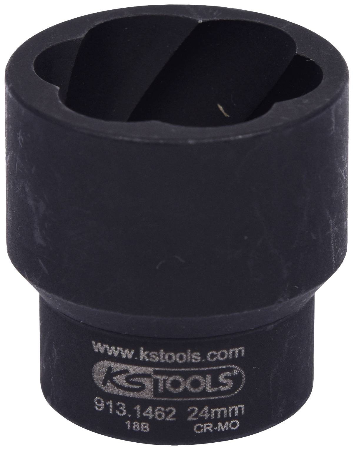 Schwarzer Steckschlüssel von KS Tools, 24 mm Größe, aus CR-MO Material, mit Artikelnummer 913.1462.