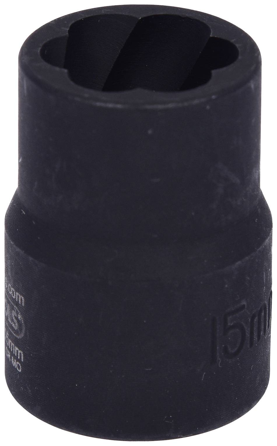 Der Bild zeigt eine schwarze 15-mm-Hülse, die für die Montage oder Demontage von Muttern oder Schrauben verwendet wird.