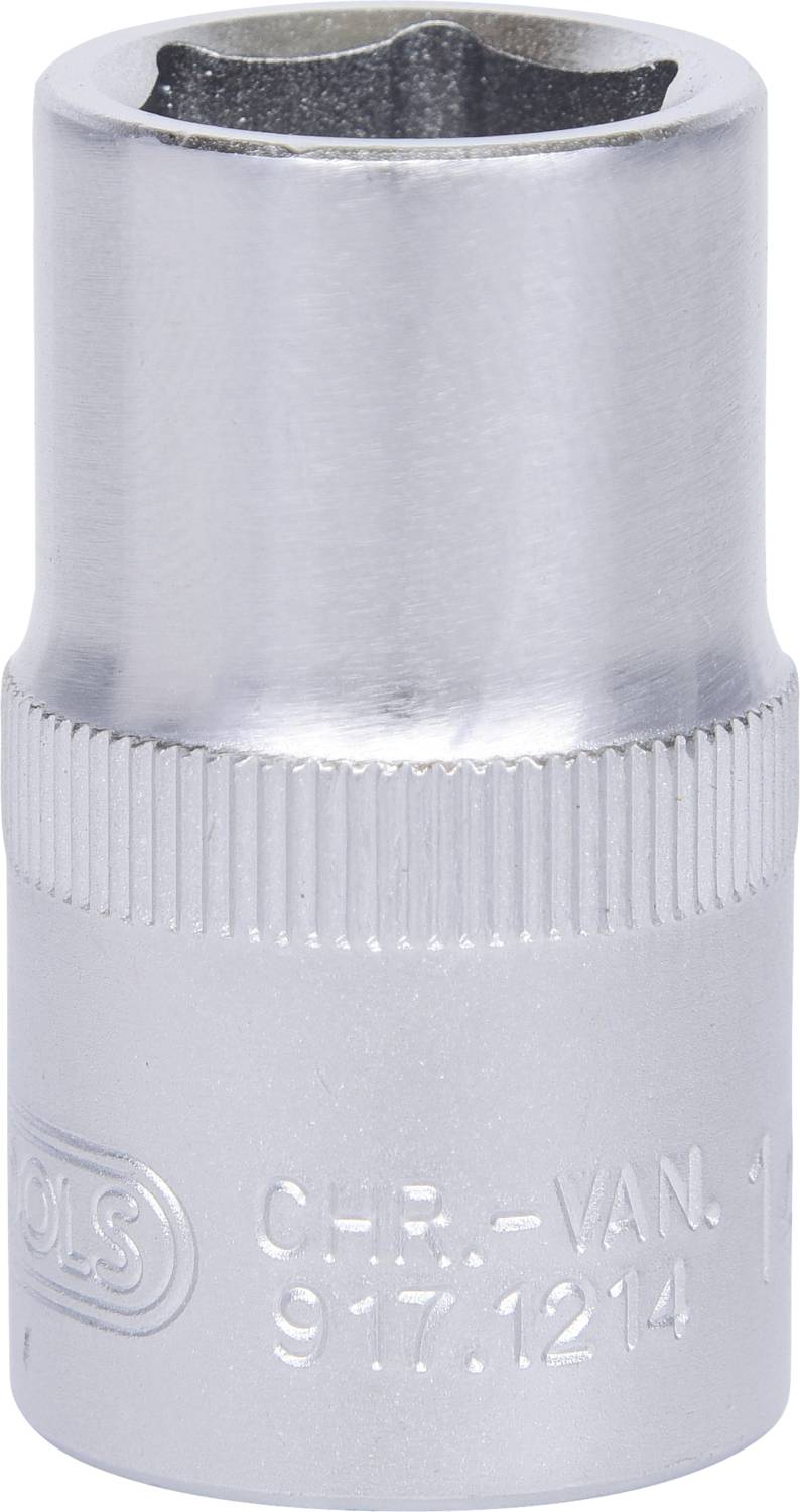 Ein silberner Steckschlüssel, zylindrische Form, mit eingeprägten Zahlen und Buchstaben für Werkzeugeinsätze.