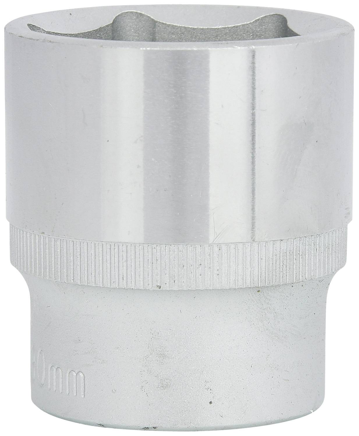 Metallschraubenschlüssel in Zylinderform mit geriffeltem Griffteil und glatter Oberfläche, zum Lösen von Muttern und Schrauben.