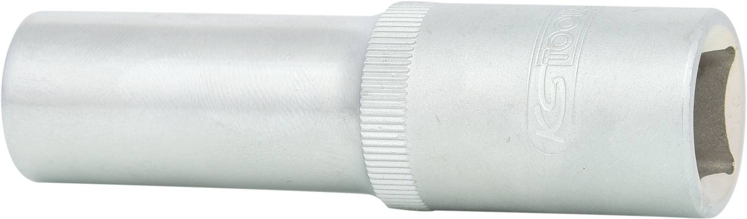 Metallene Stecknuss mit glatter Oberfläche und geriffeltem Griffbereich, zylindrisch geformt, ohne sichtbare Marken- oder Größenangaben.