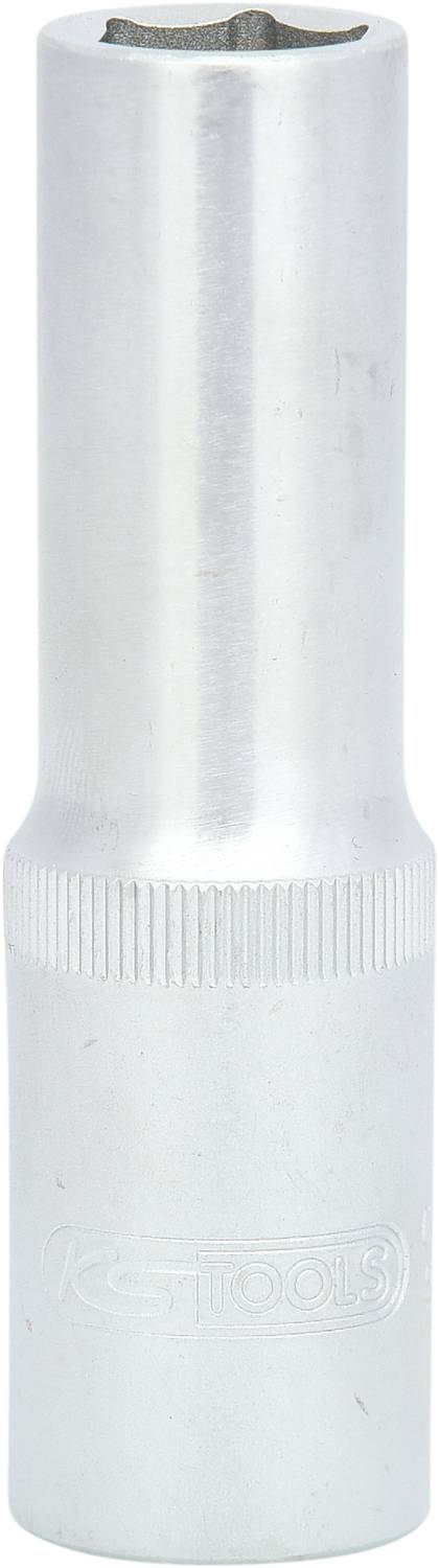 Langnuss aus Metall mit geriffelter Oberfläche, geeignet für Arbeiten an schwer erreichbaren Stellen.