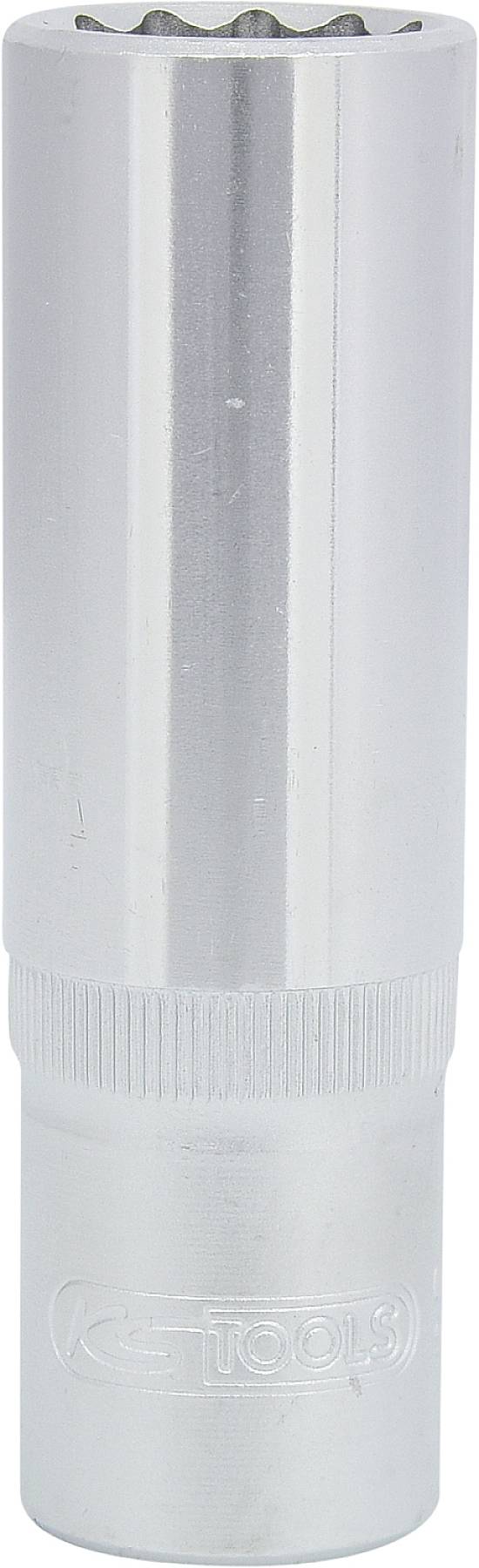 Metallischer Steckschlüssel mit geriffeltem Griff, geeignet für Reparatur- und Montagearbeiten.