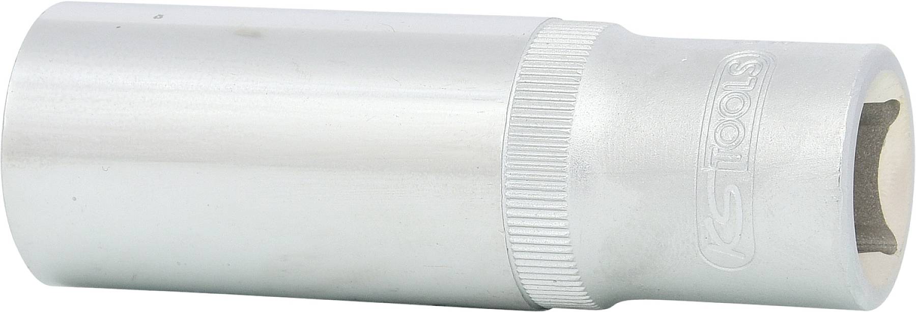 Ein silberner Sechskant-Schlagschrauber-Einsatz aus Metall.