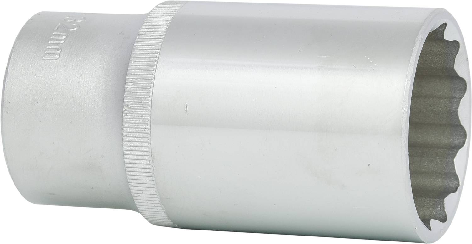 Metall-Steckschlüsseleinsatz, zylindrisch, mit geriffelter Oberfläche zur besseren Griffigkeit. Inschrift '22 mm'. Geeignet für Schraubarbeiten.