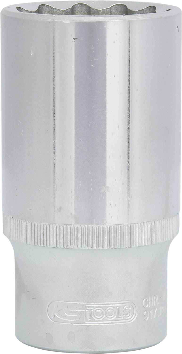 Chromglänzende Nuss für Schraubenschlüssel, ideal zum Festziehen oder Lösen von Muttern und Schrauben, mit 'KS TOOLS' Logo.