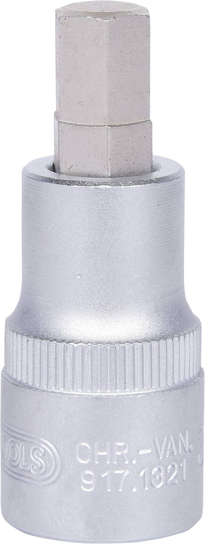 Eine silberne Stecknuss mit Sechskantkopf, verwendet für Schraubverbindungen.