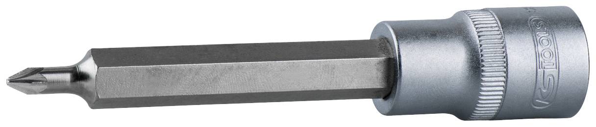 Ein Kreuzschlitz-Bit für Bohrmaschinen, mit sechskantigem Schaft, grau, aus Metall, geeignet für Schraubarbeiten.