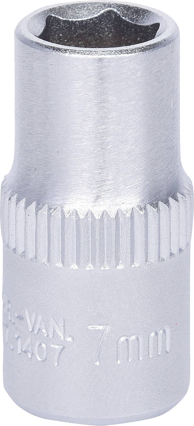 Metall-Steckschlüsselaufsatz, 7 mm, silberfarben, geriffelte Oberfläche für besseren Halt, geeignet für Schraubendreher und Ratschen.