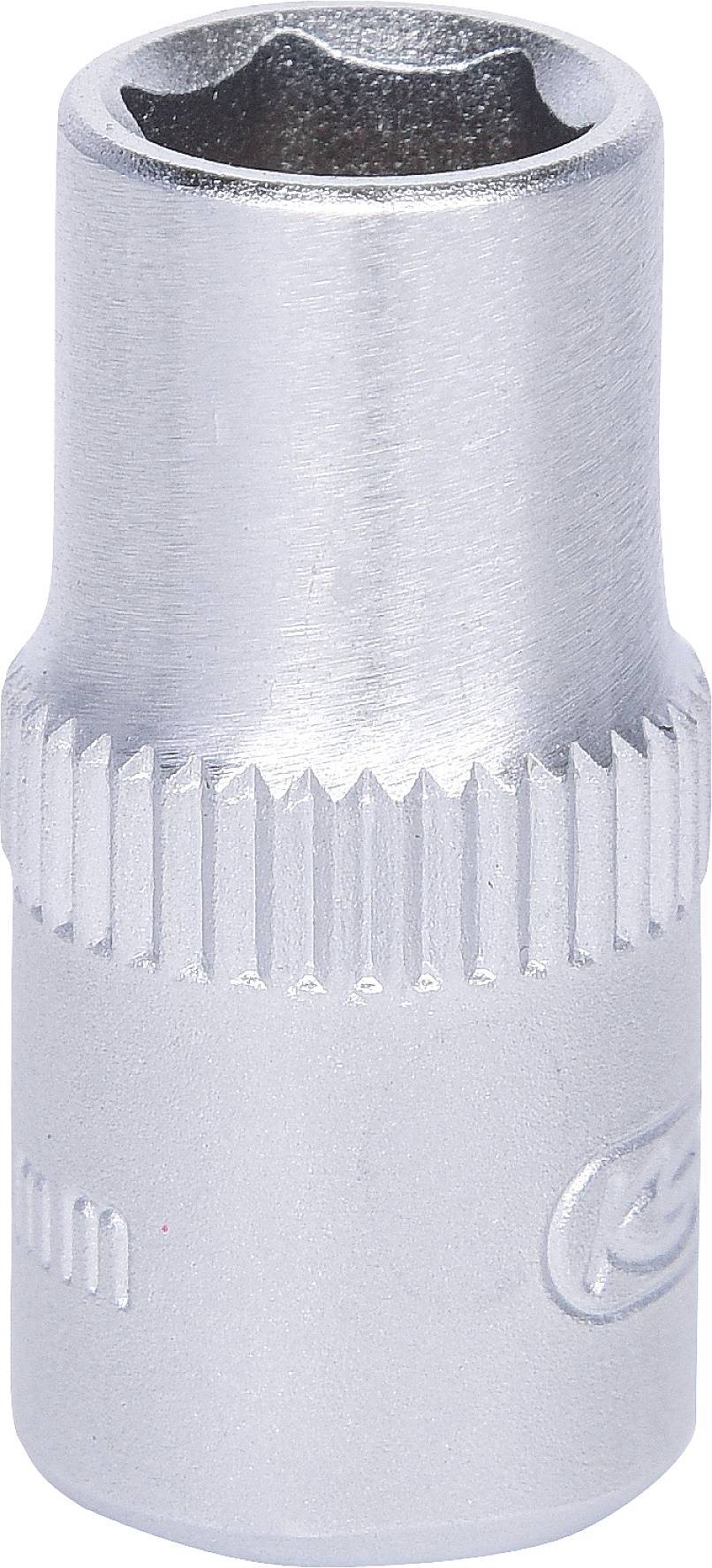 Steckschlüssel-Einsatz aus Metall, zylindrische Form, gezahnte Oberfläche zur besseren Griffigkeit.