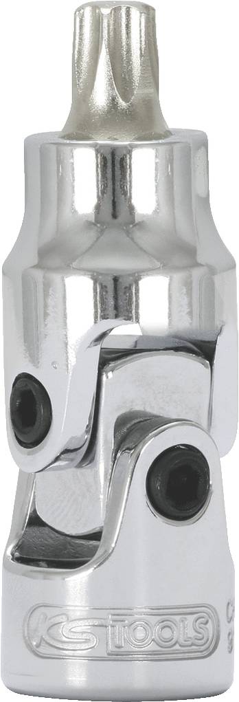Silberner Gelenkadapter mit Torx-Kopf, glänzende Metalloberfläche, geeignet für Drehmomentschlüssel-Erweiterung.