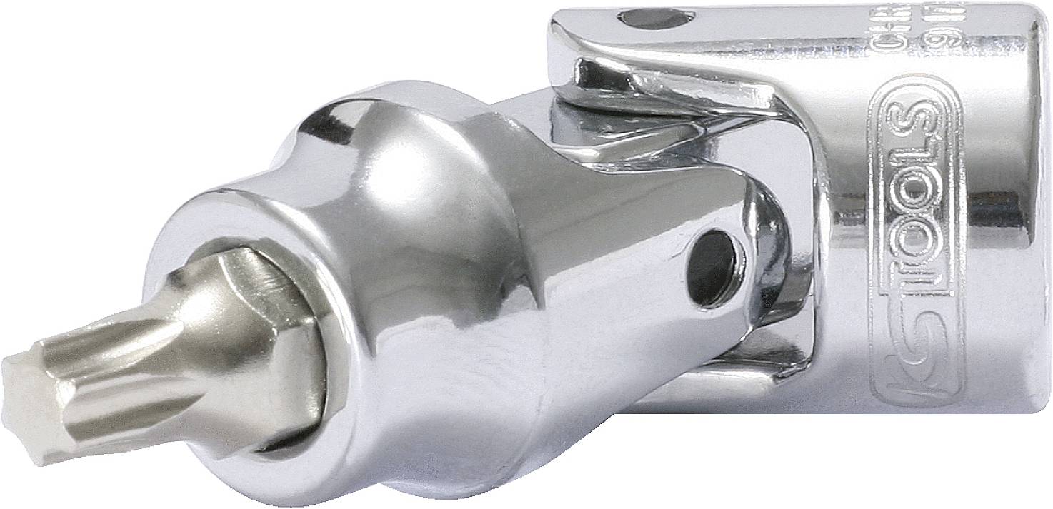 Metallischer Universal-Gelenkadapter für Steckschlüssel mit glänzendem Finish, nützlich für schwer erreichbare Stellen bei der Wartung.