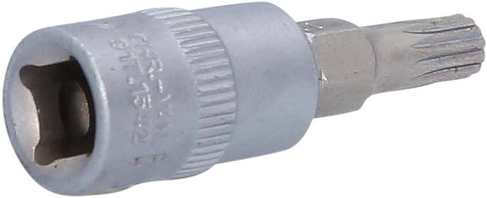 Ein silberner Torx-Bit-Aufsatz, geeignet für Werkzeug- oder Schraubgeräte.